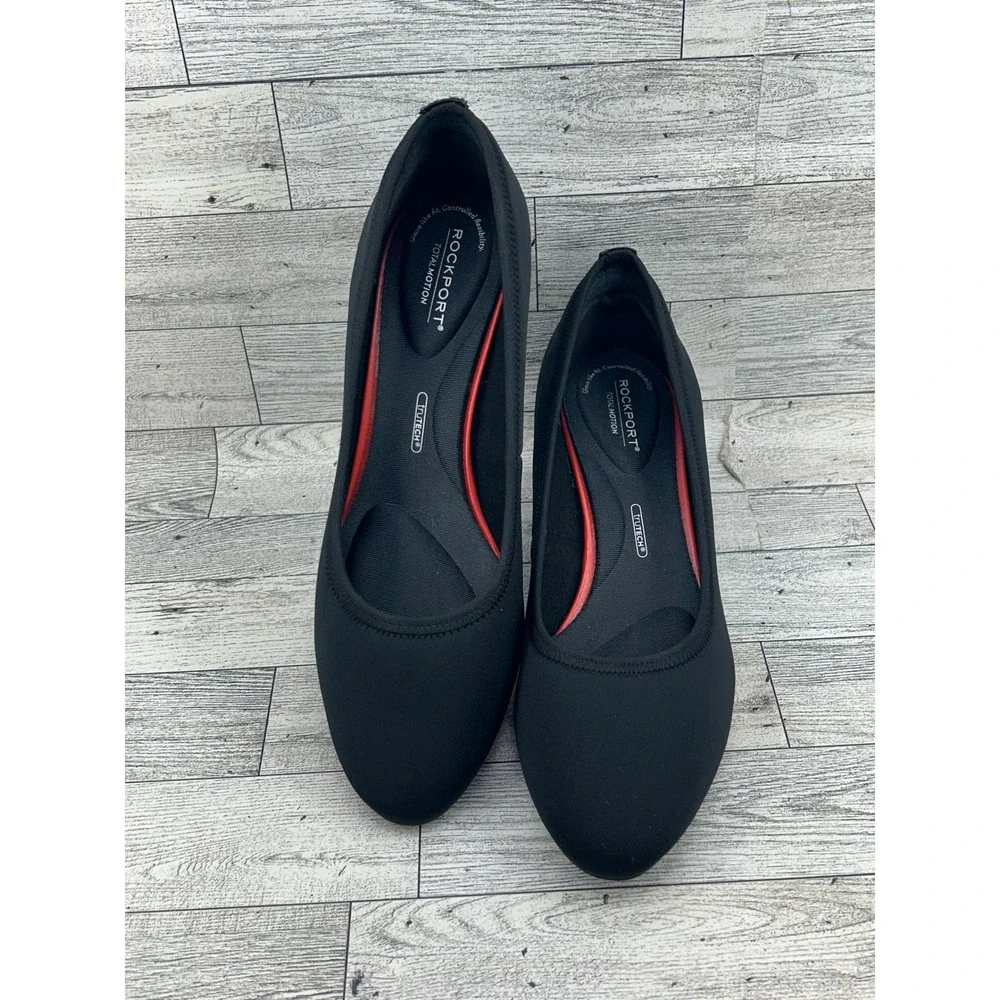 Rockport Total Motion truTECH Black Fabric Wedge Pumps CH6820 Women Sz 9M